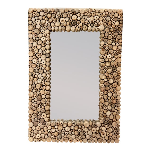 Rustic Fruit Wood Timberwood Wall Mirror For Sale