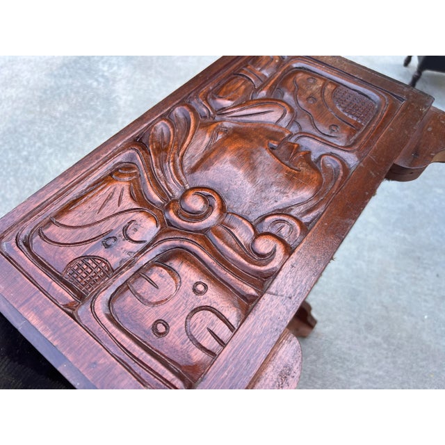 1970s Mayan Wooden Hand Carved Trunk For Sale - Image 4 of 5
