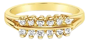 Double Row Prong Diamond Ring .34cttw 14k Yellow Gold, Size 3