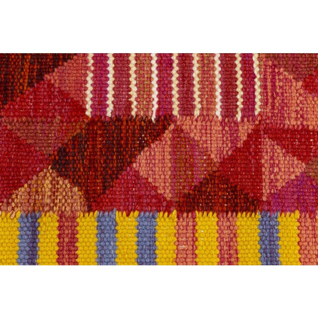 2010s Modern Scandinavian Red Kilim – Handmade Geometric Flatweave Wool 9x12 For Sale - Image 5 of 10