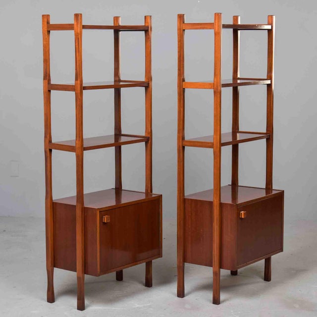 Chestnut Mid Century Italian Walnut Shelf Cabinets - Pair For Sale - Image 8 of 11
