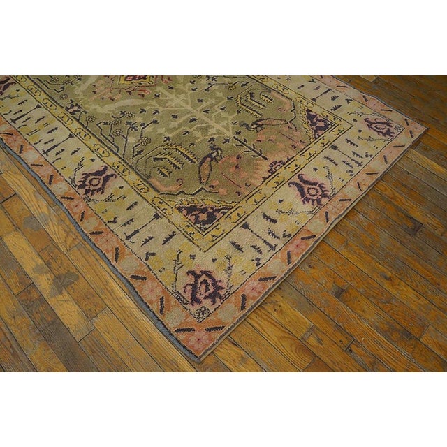 Gray 1900s Gray Medallion Antique Indian Agra Rug 4'0" X 6'0" Handknotted Wool Carpet For Sale - Image 8 of 9