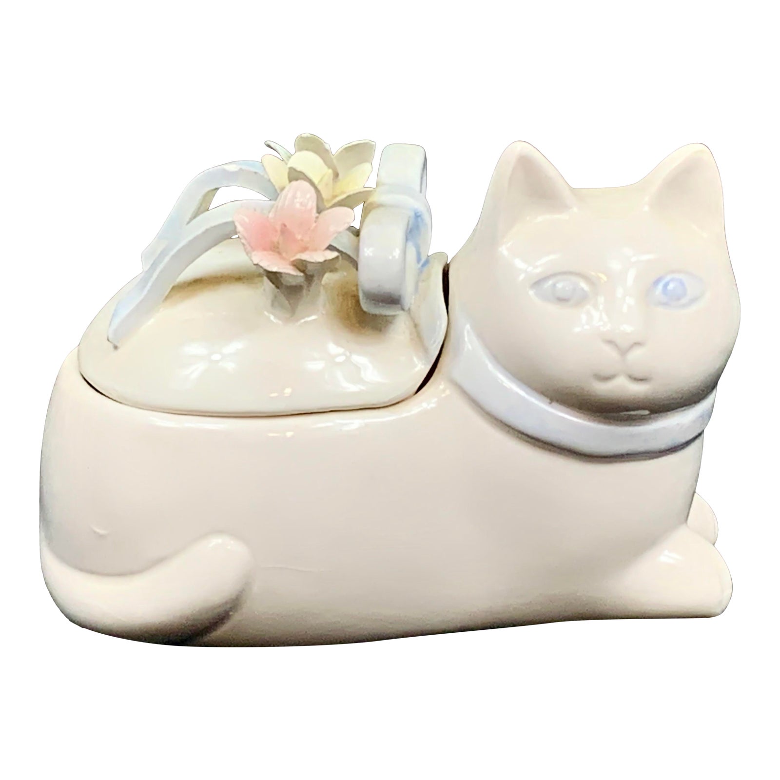Vintage Ceramic Cat Box Chairish