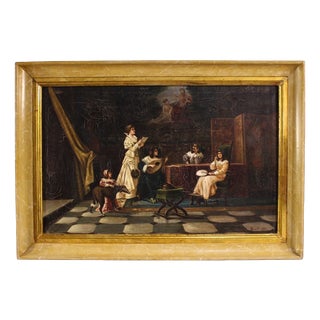F. Bonati, Italian Interior Scene, 1913, Oil on Canvas For Sale