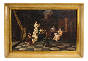 F. Bonati, Italian Interior Scene, 1913, Oil on Canvas