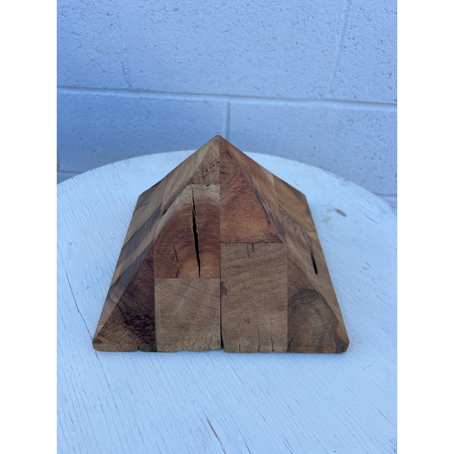 Late 20th Century Brutalist Solid Wood Pyramid Sculpture For Sale - Image 5 of 6