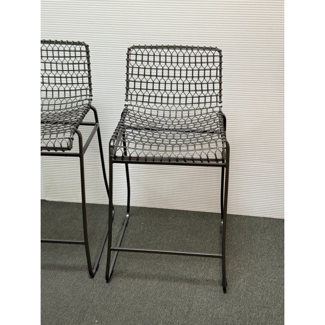 Dark Gray Crate & Barrel Tig Wire Counter Stools, Pair For Sale - Image 8 of 12