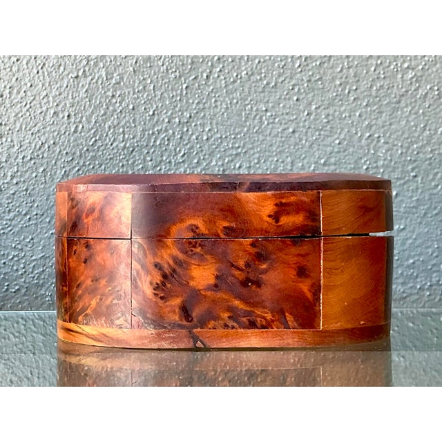 Vintage Faceted Burl Wood Oval Box For Sale - Image 9 of 12