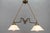 Art Nouveau Brass and White Glass Two-Light Pendant Chandelier, 1950s For Sale - Image 9 of 18