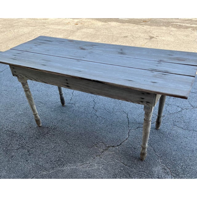 Gray Rustic Primitive Farmhouse Table For Sale - Image 8 of 9