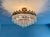 Metal 1960s Vintage French Crown Style Flush Mount Brass Chandelier With Soft Blue Crystals⁠ For Sale - Image 7 of 17