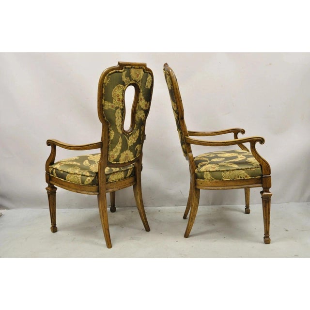Vintage Hollywood Regency Keyhole Back Fireside Lounge Arm Chairs - A Pair For Sale - Image 9 of 12