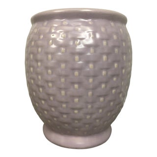 1930s Lavender Weller Pierre Basket Weave Vase or Utility Pot Cookie Jar Without Lid For Sale