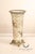 High Quality Hand Painted Porcelain Decorative Vase with Gilded Metal Base and Cap. Vase Features Scroll and Phoenix...