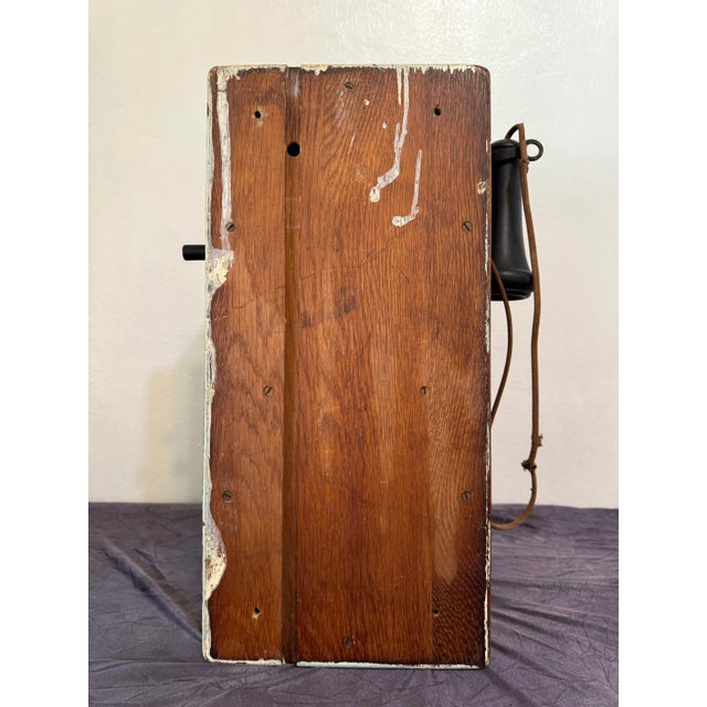 Late 20th Century American Electric Wood and Bakelite Antique Wall Crank Phone For Sale - Image 10 of 12