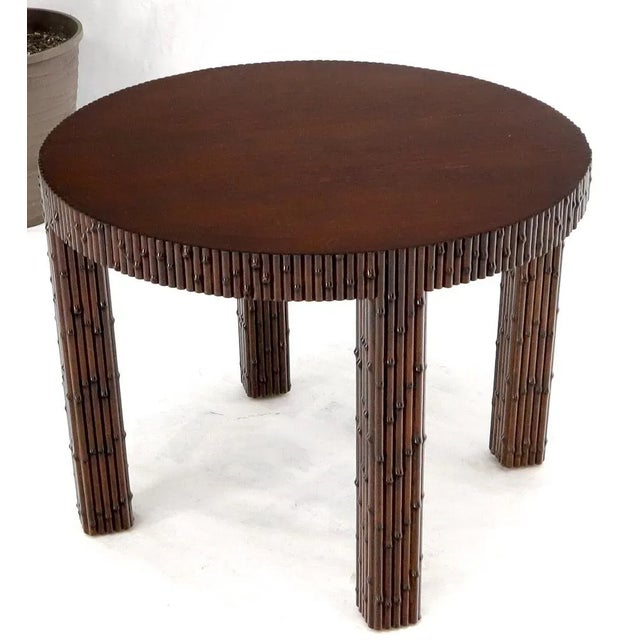 1970s Mid-Century Modern Faux Bamboo Round Occasional Table For Sale - Image 9 of 13