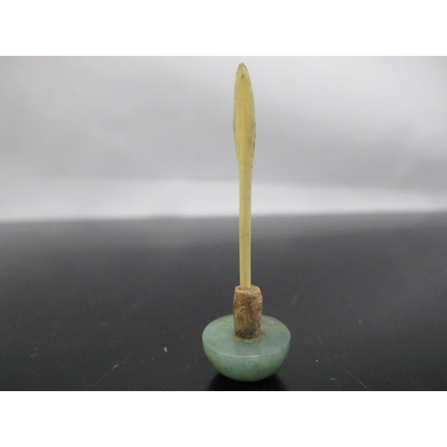 Chinese Qing Chicken Bone Jade Dragon Carved Snuff Bottle With Green Jade Top For Sale - Image 10 of 11