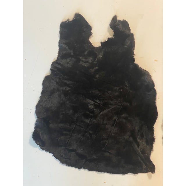 Contemporary Pair of Small Black Silk Shearling Fur Throws For Sale - Image 3 of 6