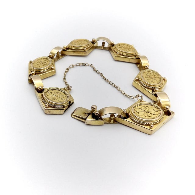 Etruscan Revival Victorian 14K Gold Cannetille Etruscan Revival Bracelet For Sale - Image 3 of 6