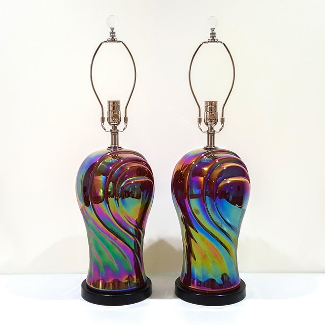 Vintage American Art Deco Revival Streamline Modern Iridescent Carnival