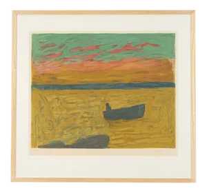 Carl Kylberg, Fisherman, 1960s, Color Lithograph, Framed