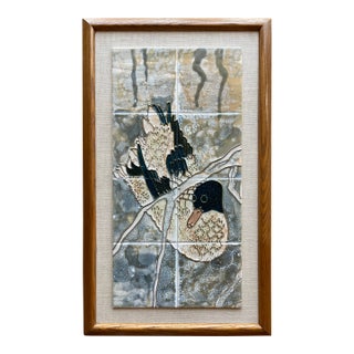 1970s Large Harris Strong Mallard 8 Ceramic Tile Art Wall Sculpture Signed Edition Mid Century For Sale