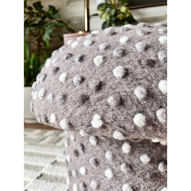 Mushroom Ottoman in Sierra Wool Dot For Sale In San Francisco - Image 6 of 14