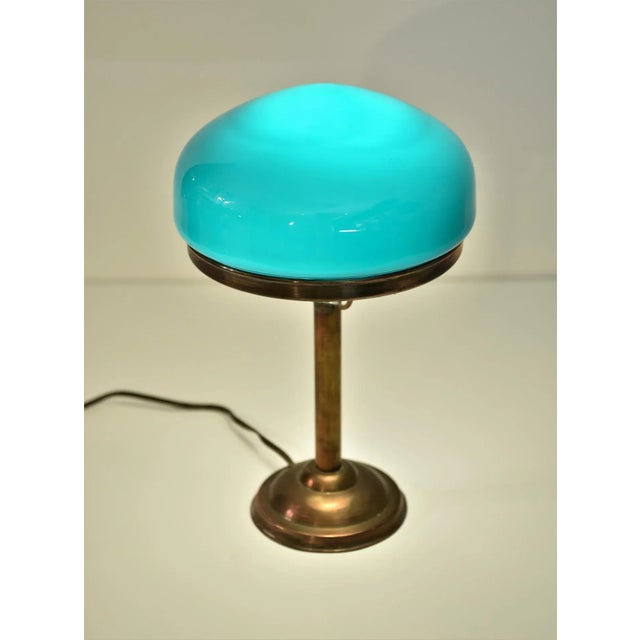 Swedish Grace Copper and Hand Blown Glass Table Lamp, 1925 For Sale - Image 4 of 12