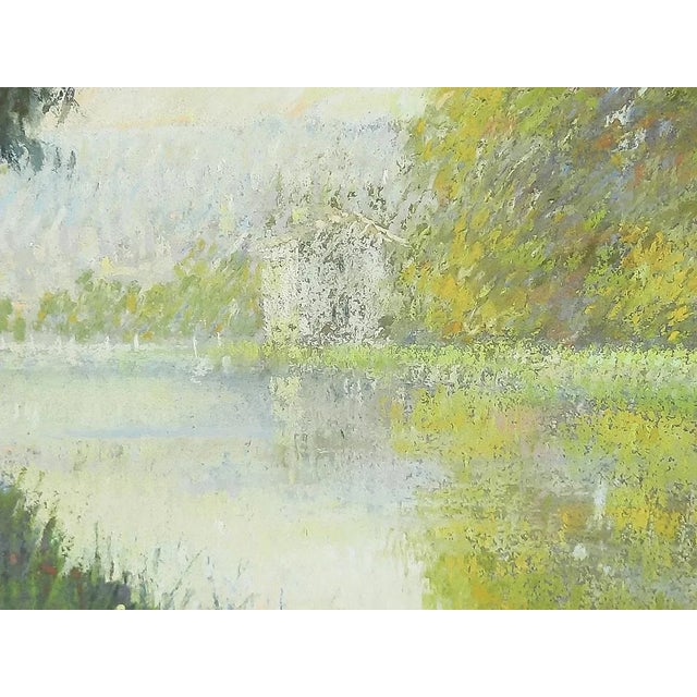 Rustic Gregory Davies, Landscape by the Water, 1970s, Pastel, Framed For Sale - Image 3 of 8