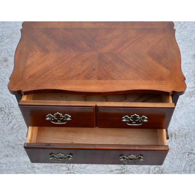 Vintage Lane Pair of Diminutive Chippendale Style Mahogany Two Drawer Chest of Drawers For Sale - Image 9 of 11