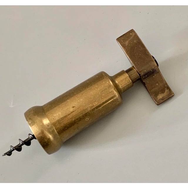 Mid Century Italian Solid Brass Closed Barrel Corkscrew For Sale - Image 4 of 9