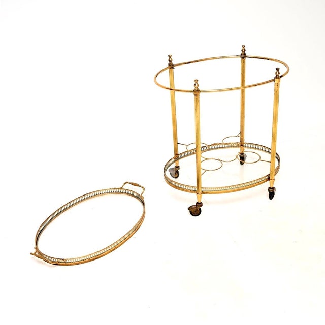 Vintage French Brass Drinks Trolley, 1960s For Sale - Image 4 of 11