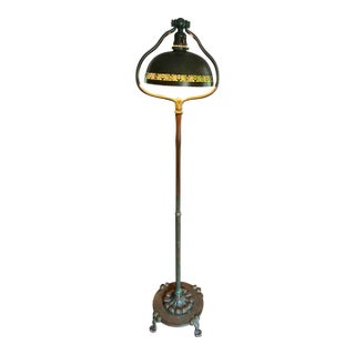 1910s Tiffany Studios New York Bronze Harp Floor Lamp For Sale