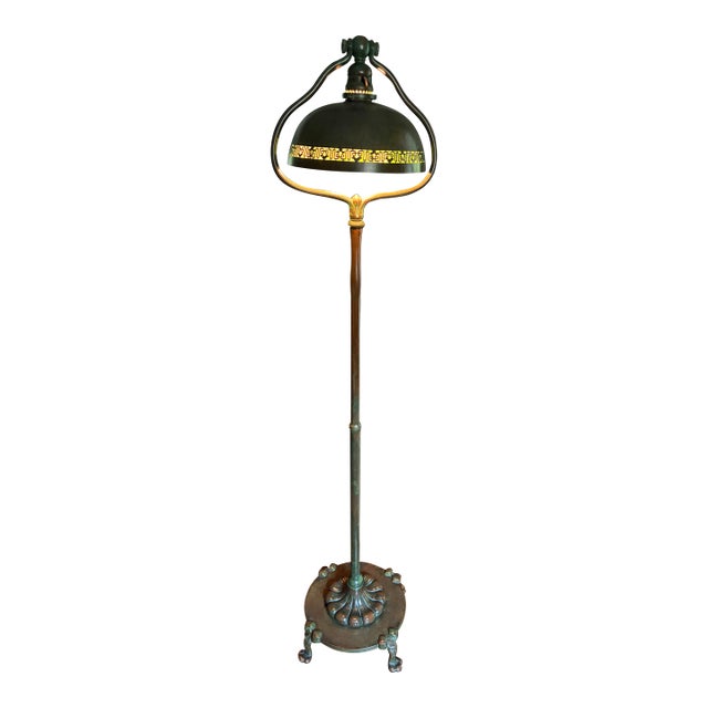 1910s Tiffany Studios New York Bronze Harp Floor Lamp For Sale