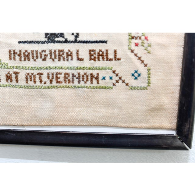1930s Antique George Washington Bicentennial Commemorative Cross-Stitch Sampler, 1932 Framed For Sale - Image 5 of 7