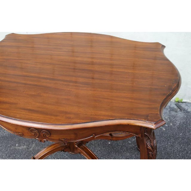 Early 20th Century Continental Mahogany Carved Parlor Center Table For Sale - Image 10 of 11
