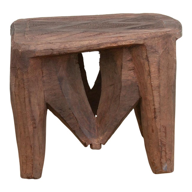 Forest Wood Carved Nupe Stool For Sale