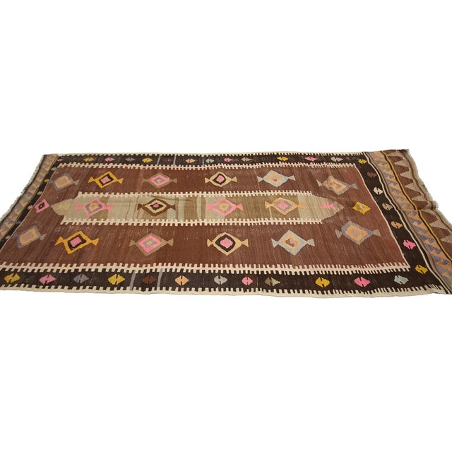 Vintage Turkish Kars Kilim Rug For Sale - Image 4 of 7