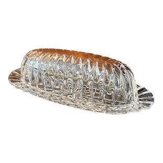 Late 20th Century Mikasa Park Lane Crystal Covered Butter Dish For Sale