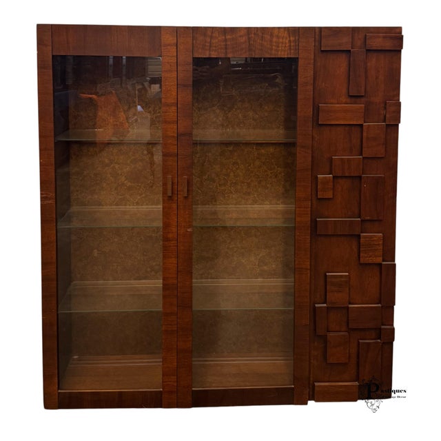 Altavista Lane Vintage Lane Staccato Collection Brutalist Style Mahogany Bookcase / Storage Cabinet For Sale - Image 4 of 10