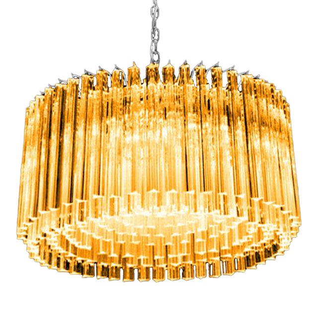 Mid-Century Modern Italian Amber Triedro "Concava" Chandelier For Sale
