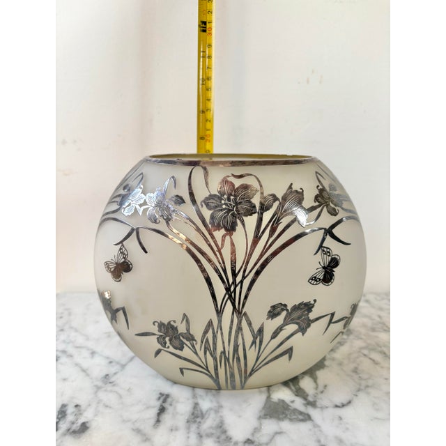 Antique Loetz Sterling Silver and Frosted Glass Vase - Art