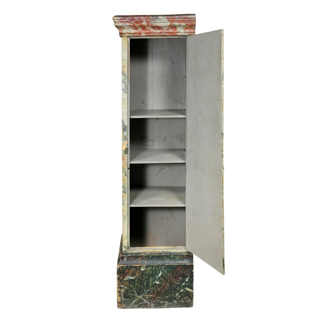 Faux Marble Painted Wood Pedestal or Cabinet For Sale In Boston - Image 6 of 9