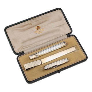 Antique English Silver and Enamel Desk Accessory Set, 1912, Set of 3 For Sale
