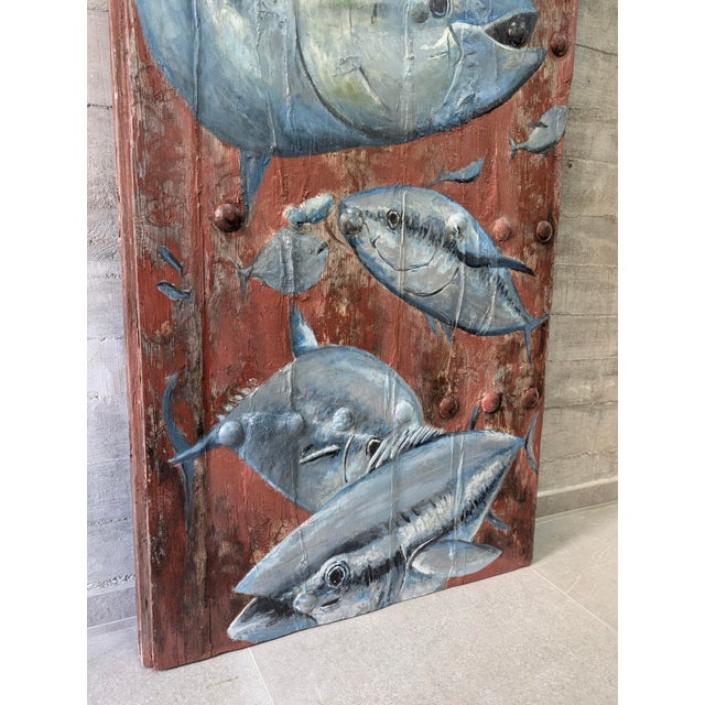 19th Century 19th Century Spanish Farmhouse Gate with Marine Mural of Tuna For Sale - Image 5 of 18