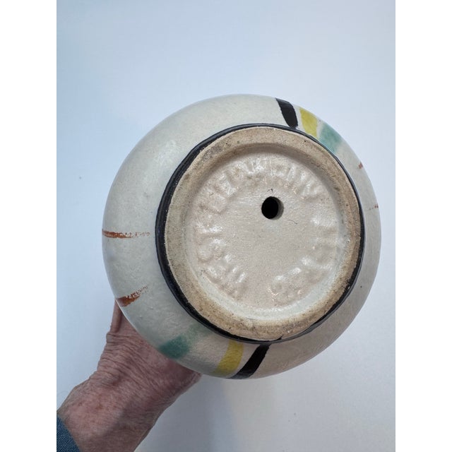 Bay Keramik Vintage Bay Keramik West German Mid-Century Pitcher Vase, Abstract Stripe Decor For Sale - Image 4 of 4