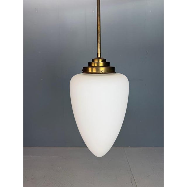 Cone-Shaped Pendant Light in Opal Glass and Nickel from Gispen, Netherlands, 1930s For Sale - Image 10 of 12