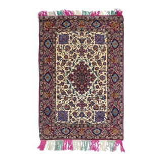 Extremely Fine Persian Isfahan Wool and Silk Rug 3'4'' X 5'0" For Sale