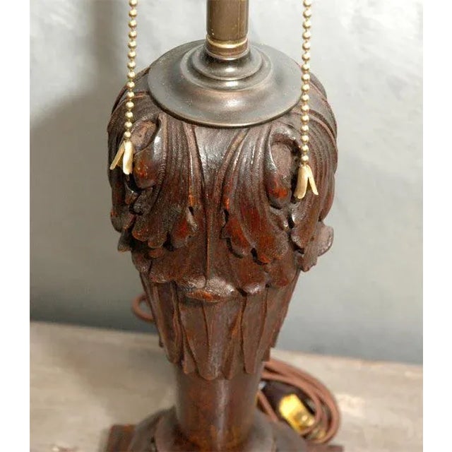 Wood Carved Table Lamps - A Pair For Sale - Image 7 of 8