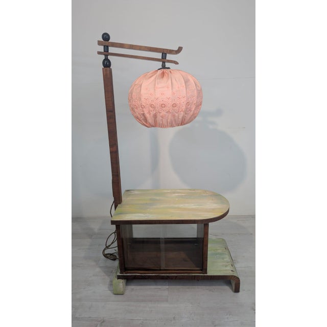 Brown Art Deco Floor Lamp with Table and Bar For Sale - Image 8 of 18